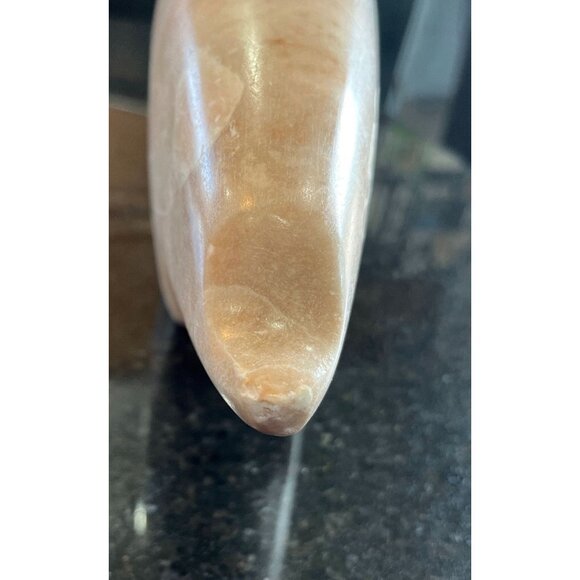 Vintage Handmade Quartz Polar Bear Sculpture Signed By The Artist 7/17/78 Pink S - Picture 7 of 10